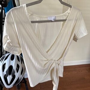Ten Sixty Sherman Cream Tie-Front Blouse